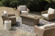 Beachcroft Beachcroft Fire Pit Table with Four Nuvella Swivel Lounge Chairs - Venta Furnishings (San Antonio,TX)