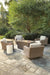 Beachcroft Beachcroft Fire Pit Table with Four Nuvella Swivel Lounge Chairs - Venta Furnishings (San Antonio,TX)