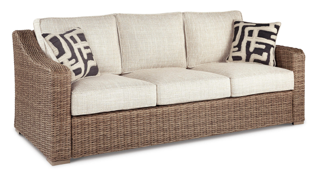 Beachcroft Outdoor Sofa, Lounge Chairs and Fire Pit - Venta Furnishings (San Antonio,TX)