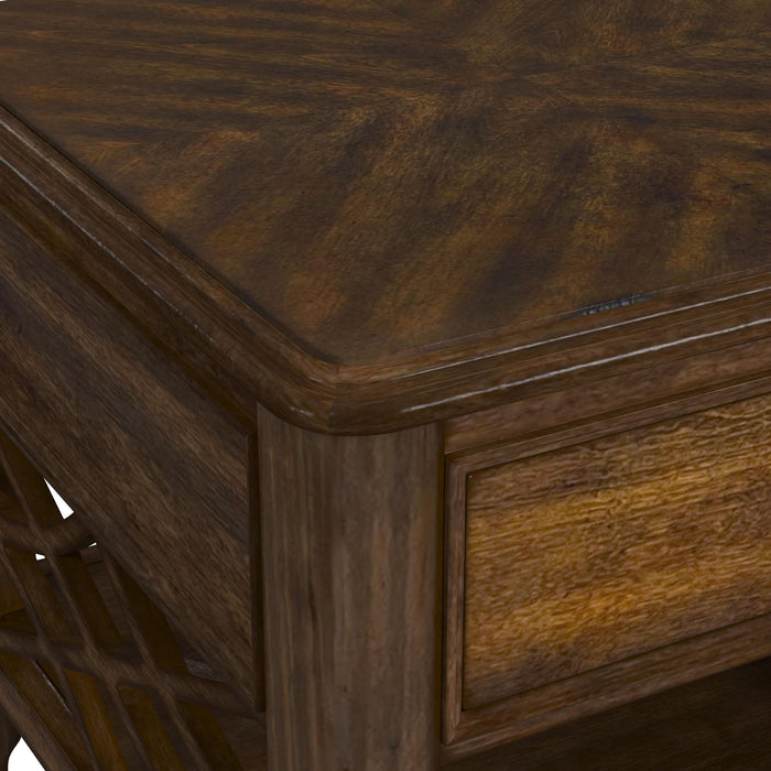 Phillipe 3PC Occasional Table Set in Cherry-Coffee Table & Two End Table