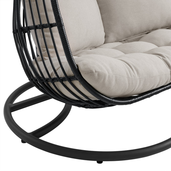 Playa Double Swing Egg Chair Complete - Dark Grey and Olefin Beige