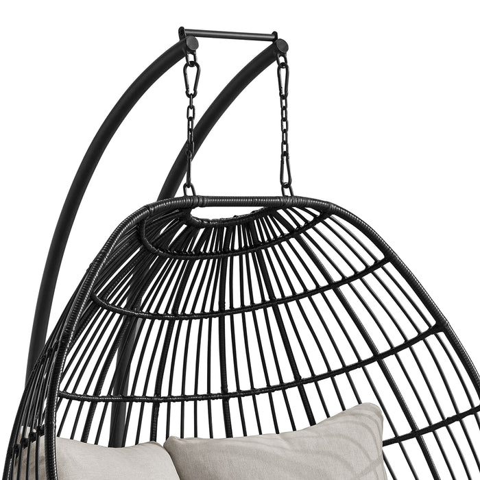 Playa Double Swing Egg Chair Complete - Dark Grey and Olefin Beige