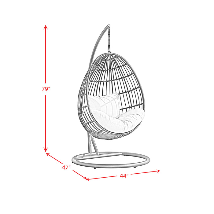 Playa Swing Egg Chair with Base and Pillar - Dark Grey and Olefin Beige