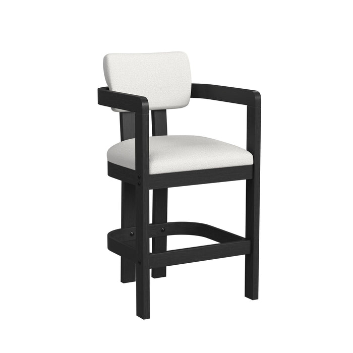 Portland Arm Barstool with White Fabric in Black (2 Per Carton)