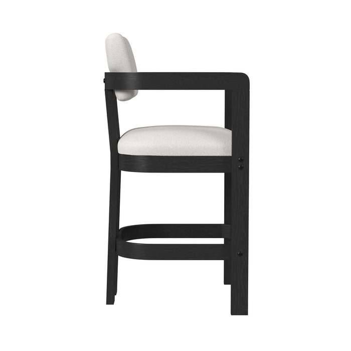 Portland Arm Barstool with White Fabric in Black (2 Per Carton)