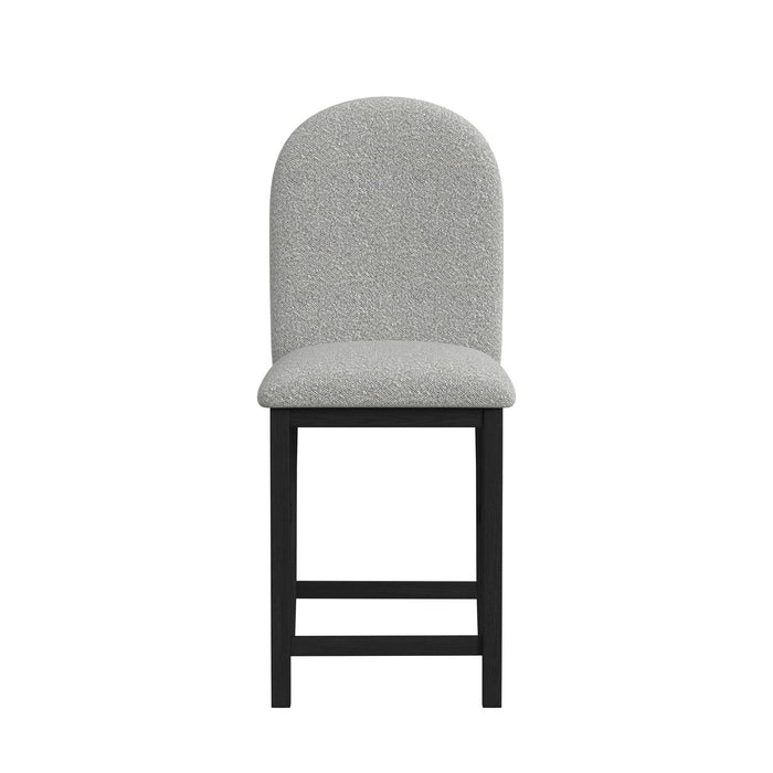 Portland Round Back Barstool with Grey Fabric in Black (2 Per Carton)