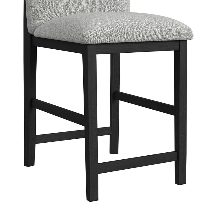 Portland Square Back Barstool with Grey Fabric in Black (2 Per Carton)