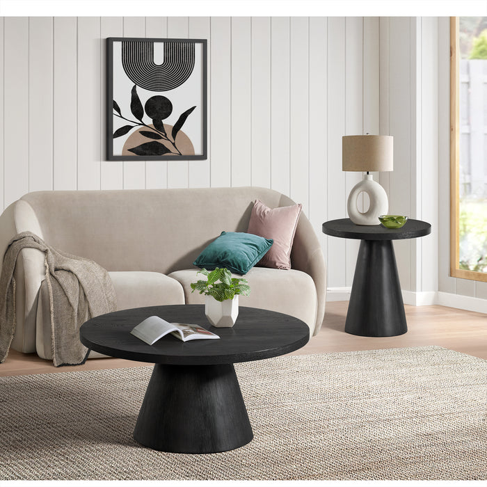 Portland 2PC Occasional Table Set in Black-Coffee Table & End Table
