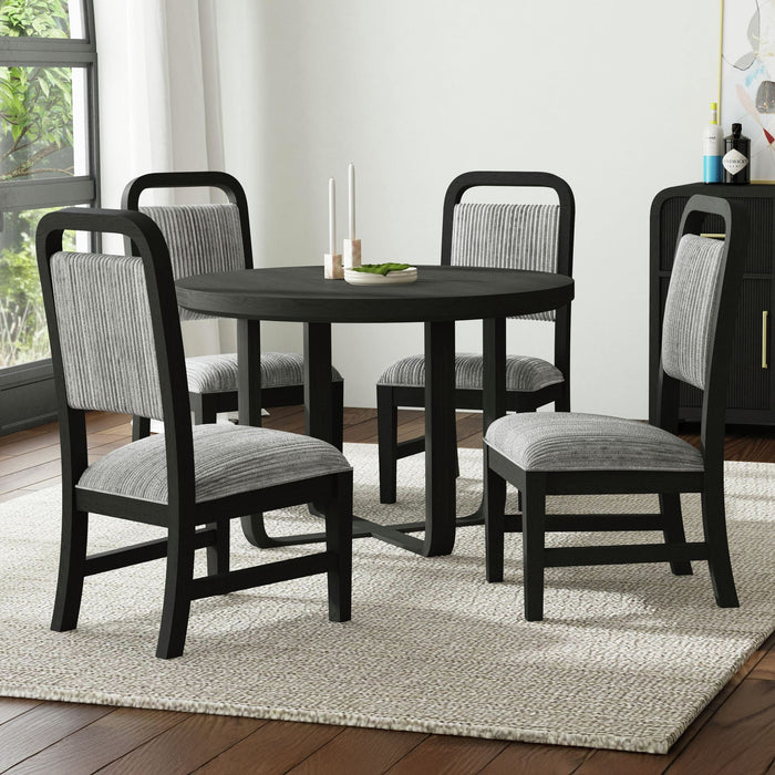 Ridgemont Dining Side Chair with Grey Fabric in Black with Grain (2 Per Carton)