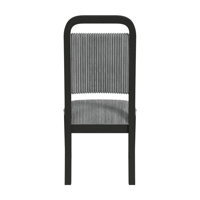 Ridgemont Dining Side Chair with Grey Fabric in Black with Grain (2 Per Carton)