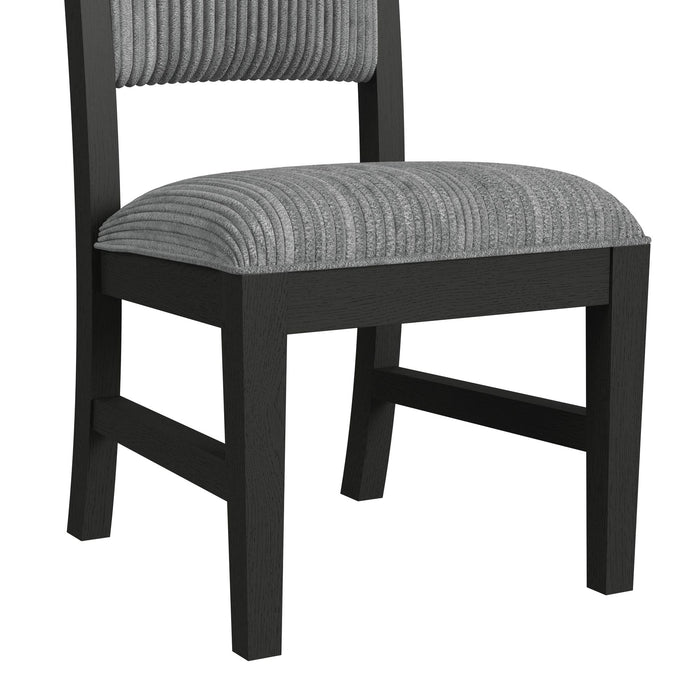 Ridgemont Dining Side Chair with Grey Fabric in Black with Grain (2 Per Carton)