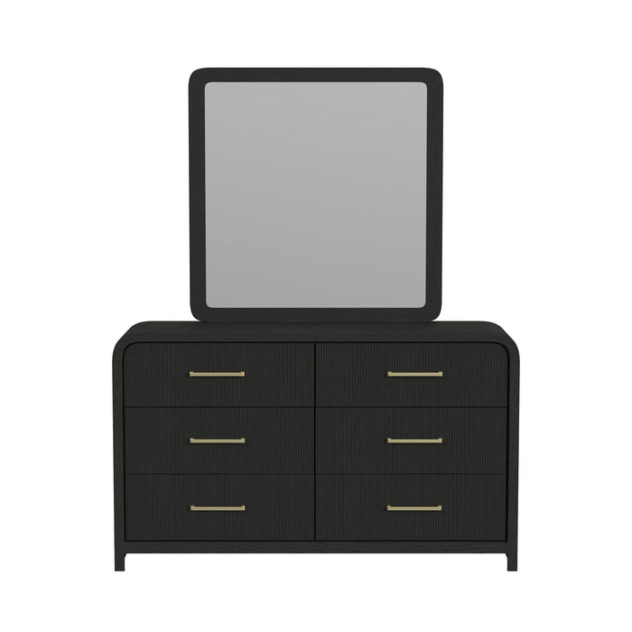 Ridgemont Dresser and Mirror Set in Black with Grain