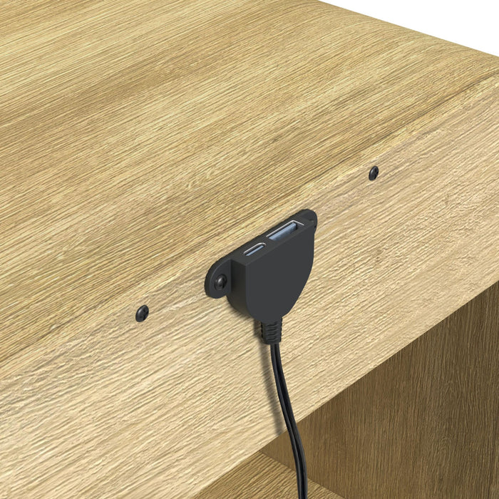 Ridgemont End Table with USB in Natural