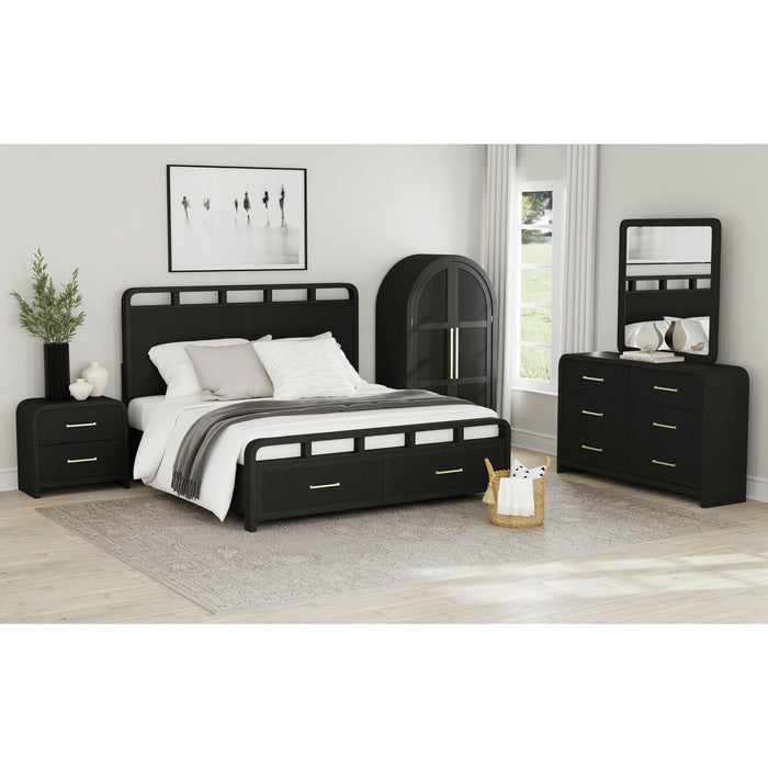 Ridgemont 2-Drawer Nightstand with USB in Black with Grain