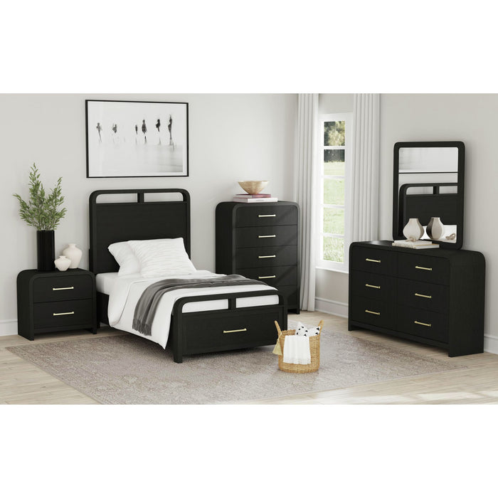 Ridgemont 5-Drawer Chest in Black with Grain