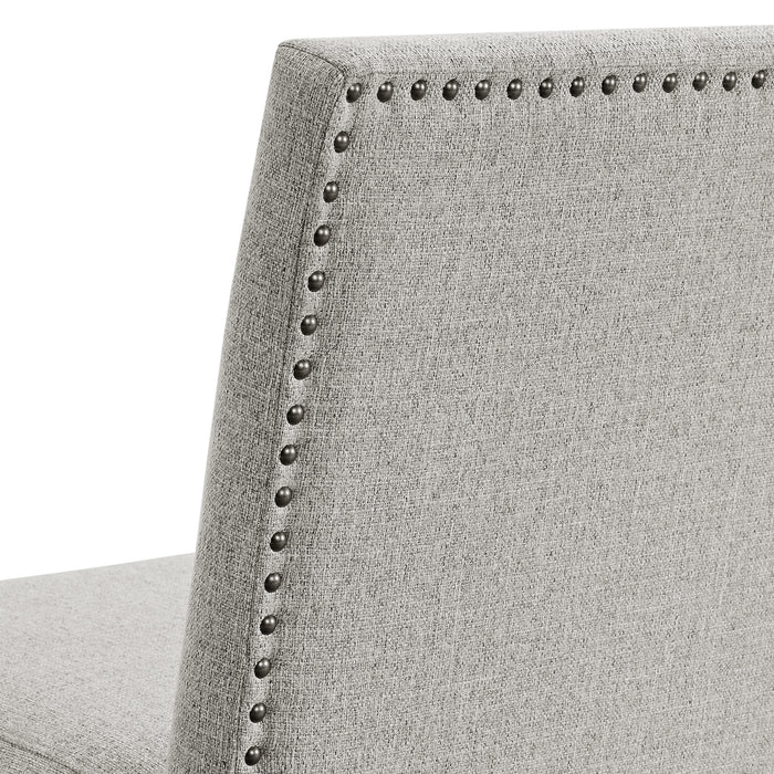 Seneca Counter 3PC Corner Bench with Grey Fabric in Brown