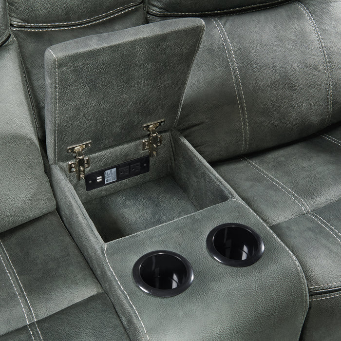 Sorrento Motion Loveseat with Console in FB367 Charcoal