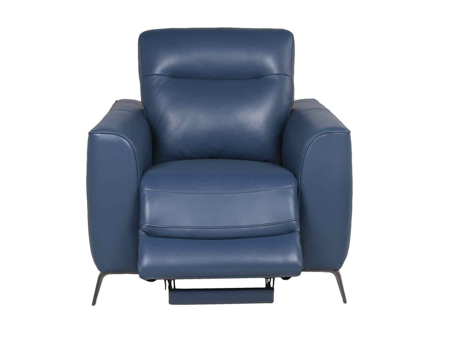 Steve Silver Sansa Dual Power Leather Recliner in Ocean Blue