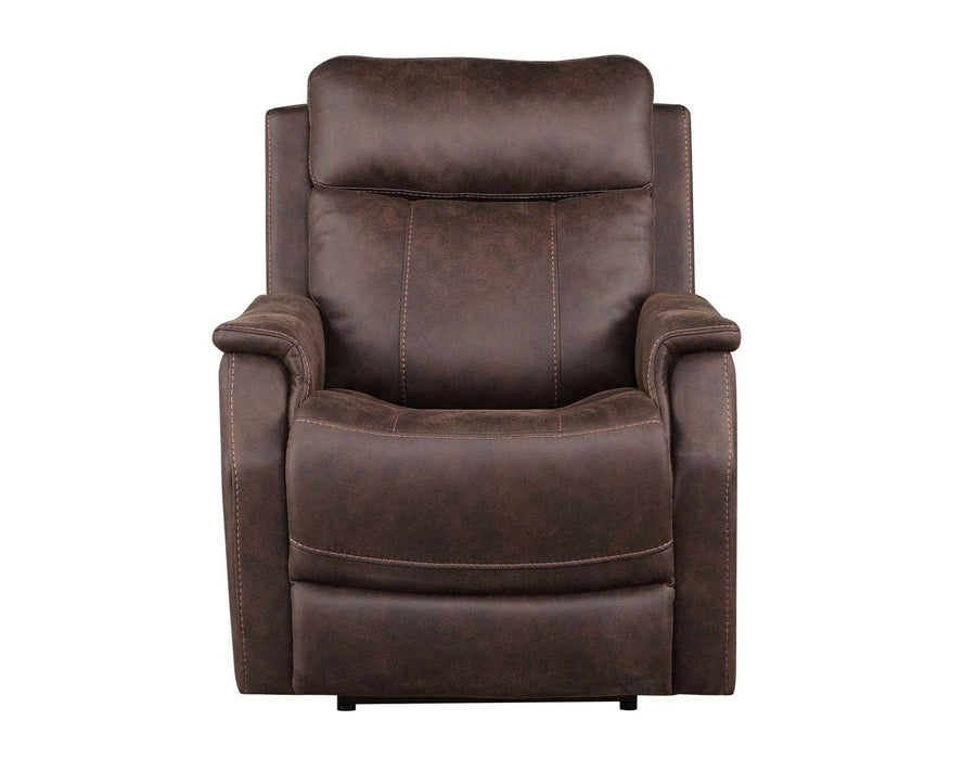 Steve Silver Valencia Dual Power Leatherette Recliner in Walnut