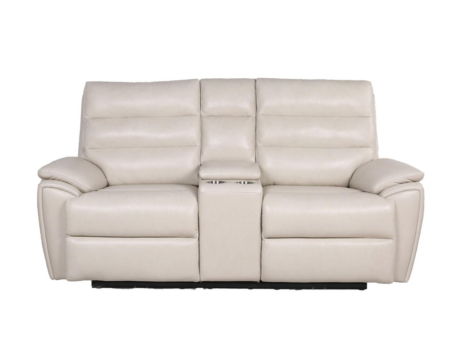 Steve Silver Duval Leather Dual Power Reclining Loveseat in Impressive Ivory - Venta Furnishings (San Antonio,TX)