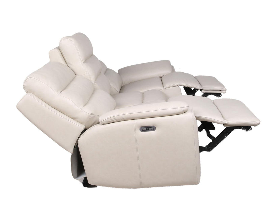 Steve Silver Duval Leather Dual Power Reclining Sofa in Impressive Ivory - Venta Furnishings (San Antonio,TX)