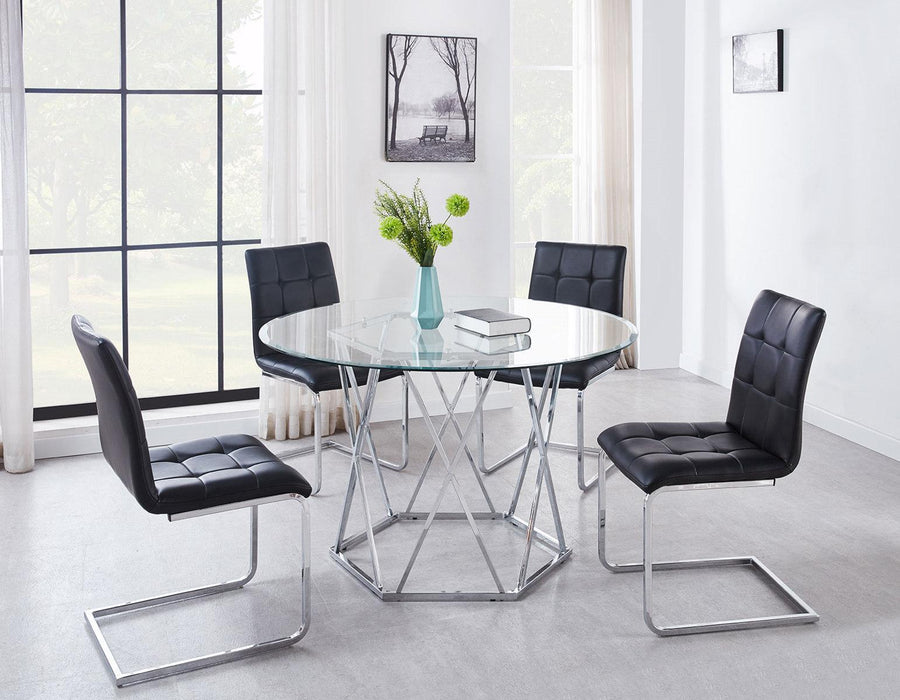 Steve Silver Escondido Round Dining Table in Chrome - Venta Furnishings (San Antonio,TX)