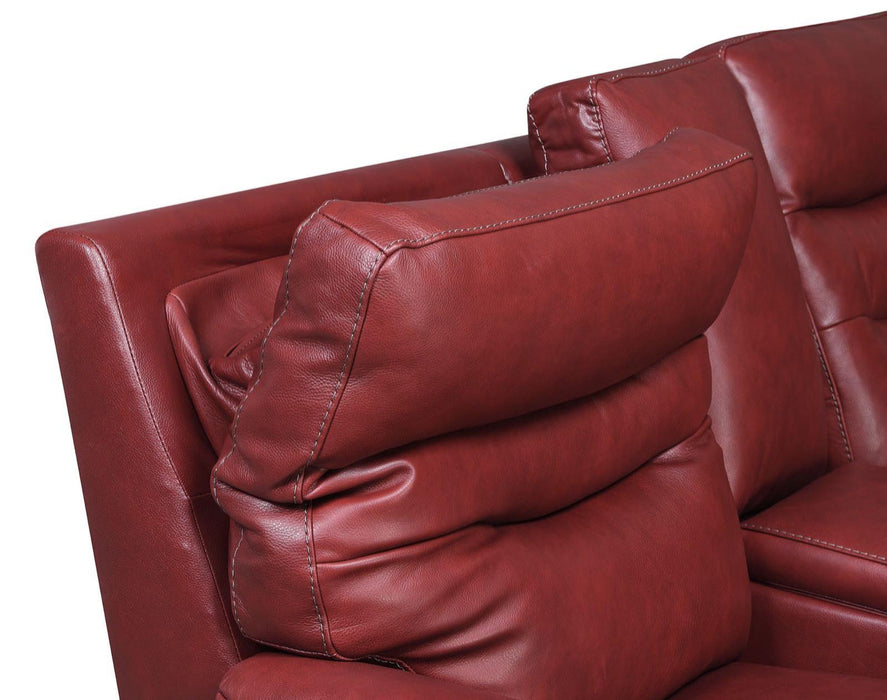 Steve Silver Fortuna Leather Dual Power Reclining Console Loveseat in Wine - Venta Furnishings (San Antonio,TX)