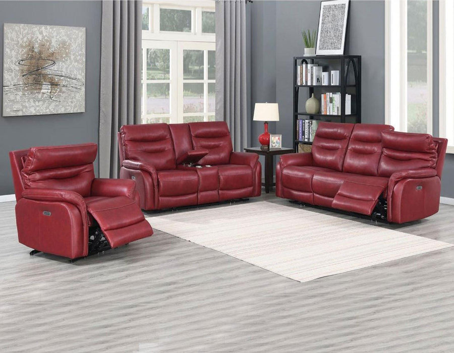 Steve Silver Fortuna Leather Dual Power Reclining Sofa in Wine - Venta Furnishings (San Antonio,TX)