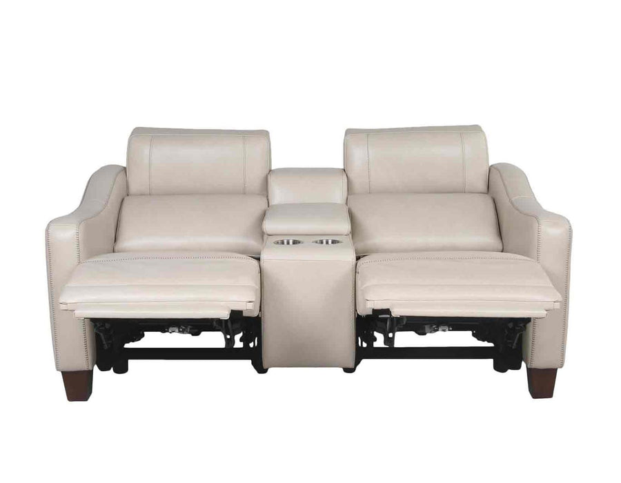 Steve Silver Giorno Dual Power Leather Console Loveseat in Ivory - Venta Furnishings (San Antonio,TX)