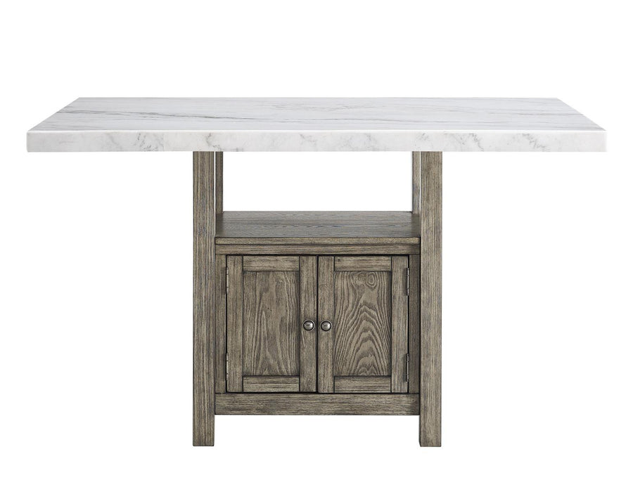 Steve Silver Grayson White Marble Counter Storage Table in Driftwood - Venta Furnishings (San Antonio,TX)