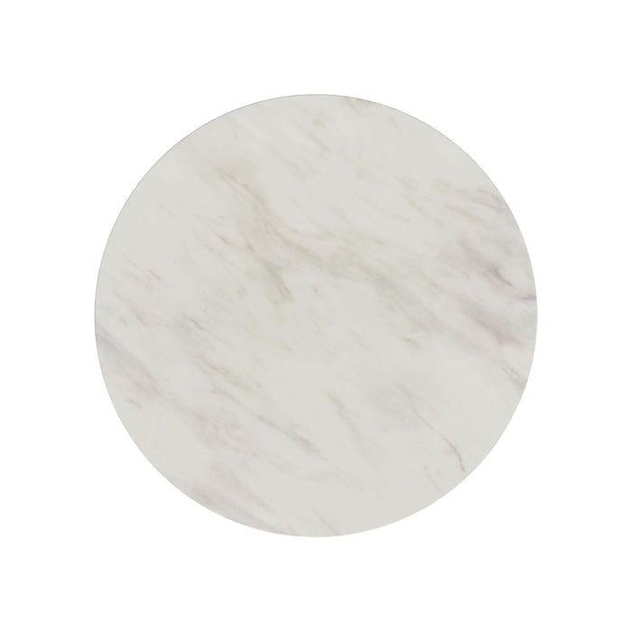 Sylvie 2PC Occasional Table Set with White Faux Marble Top and Base in Dark Brown-Coffee Table & End Table