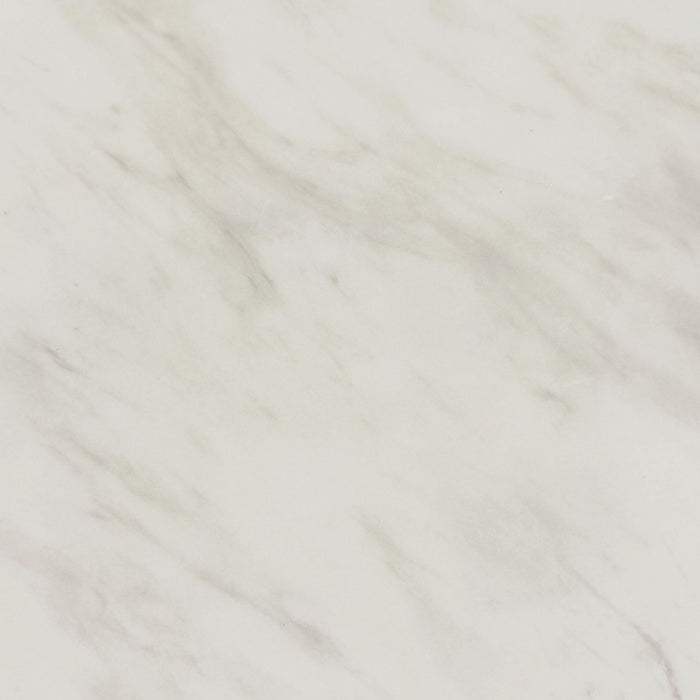 Sylvie Round Coffee Table with White Faux Marble Top and Base in Dark Brown