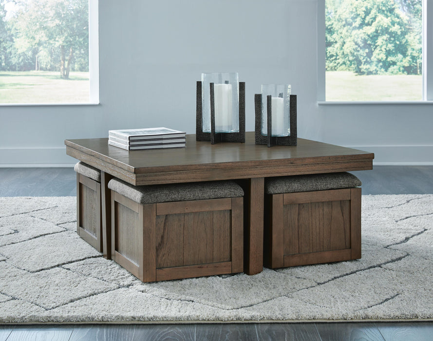 Boardernest Coffee Table with 4 Stools - Venta Furnishings (San Antonio,TX)