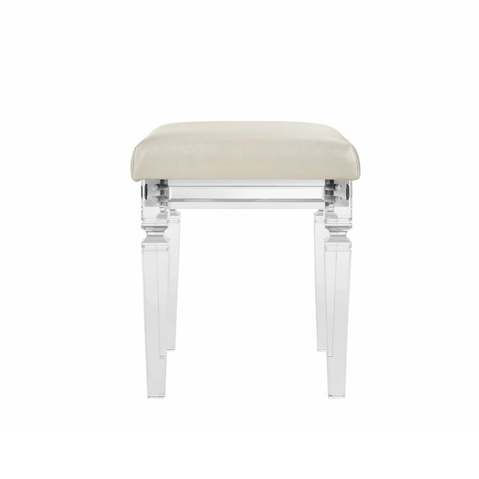 Twenty Nine Dressing Stool W/Acrylic Leg White