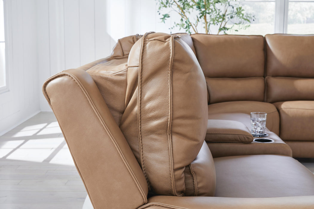 DeepWakes Reclining Sectional with Storage Console - Venta Furnishings (San Antonio,TX)