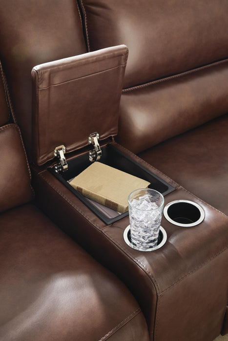 DeepWakes Reclining Sectional with Storage Console - Venta Furnishings (San Antonio,TX)