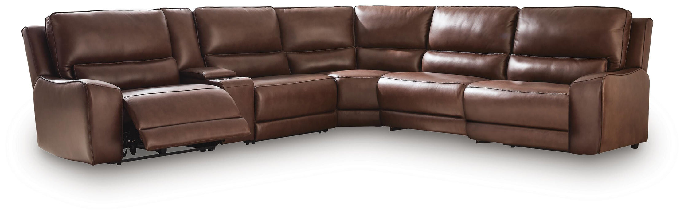 DeepWakes Reclining Sectional with Storage Console - Venta Furnishings (San Antonio,TX)
