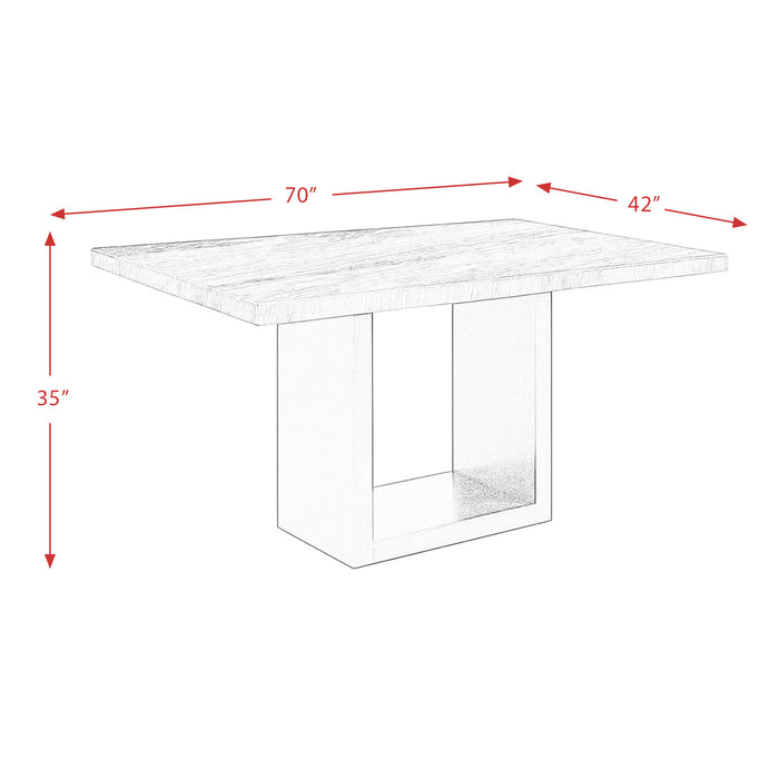 Valentino White 5PC Counter Height Dining Set-Table & Four Blue Chairs