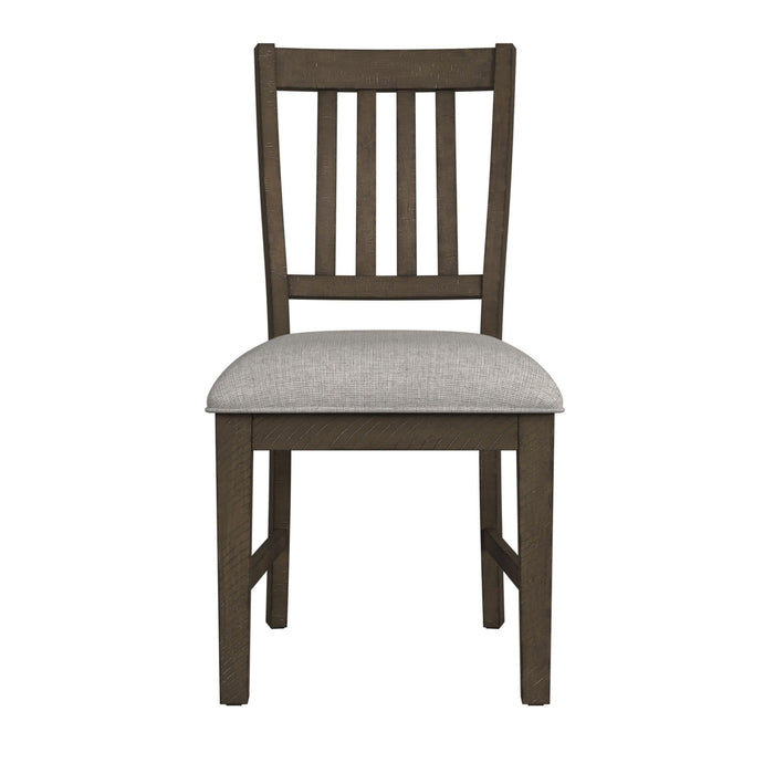 Yellowstone Dining Side Chair with Grey Fabric in Medium Brown (2 Per Carton)