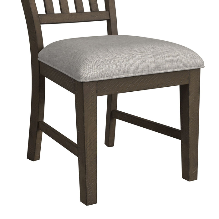 Yellowstone Dining Side Chair with Grey Fabric in Medium Brown (2 Per Carton)