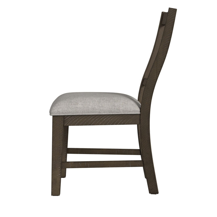 Yellowstone Dining Side Chair with Grey Fabric in Medium Brown (2 Per Carton)