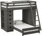 Elements International Cali Kids Twin Over Twin Super Loft Bed and Ladder with Desk and Storage in Sleek Gray image