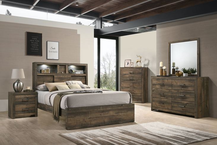 Elements International Bailey Full Music Bed in Warm Walnut BY520FB