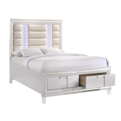 Elements International Twenty Nine Queen Platform Storage Bed in White image