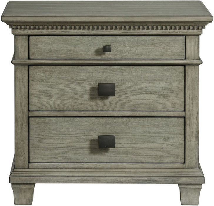 Elements International Crawford 3 Drawer Nightstand in Gray image