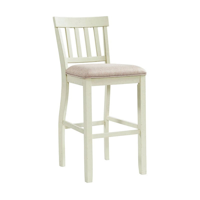 Elements International Stone 30 Inch Bar Slat Back Stool (Set of 2) in White