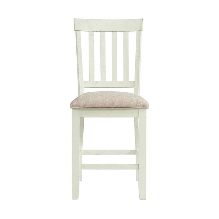 Elements International Stone Counter Height Slat Back Side Dining Chair (Set of 2) in White image