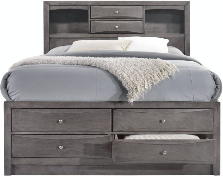 Elements International Emily Grey Twin Storage Bed in Gray EG170TB