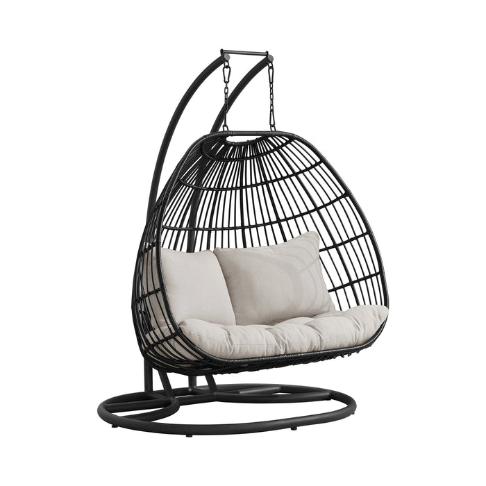 Playa Double Swing Egg Chair Complete - Dark Grey and Olefin Beige