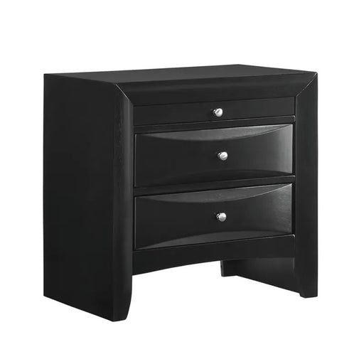 Elements International Emily 3 Drawer Nightstand in Black image
